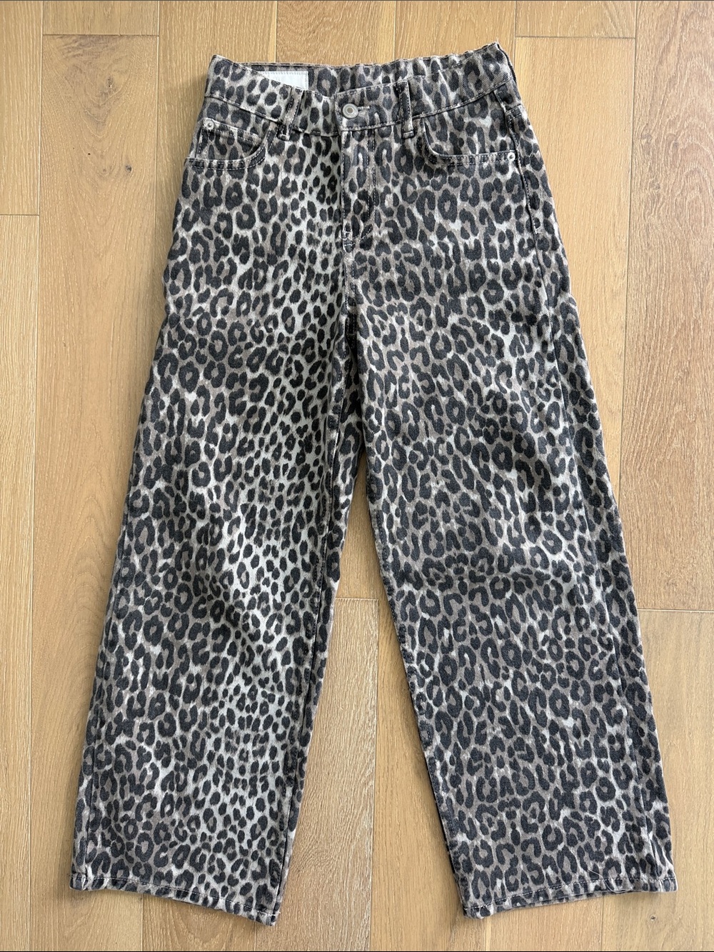 Zara Kids Leopard-Print Wide Leg Jeans - Black & Cream 🐾